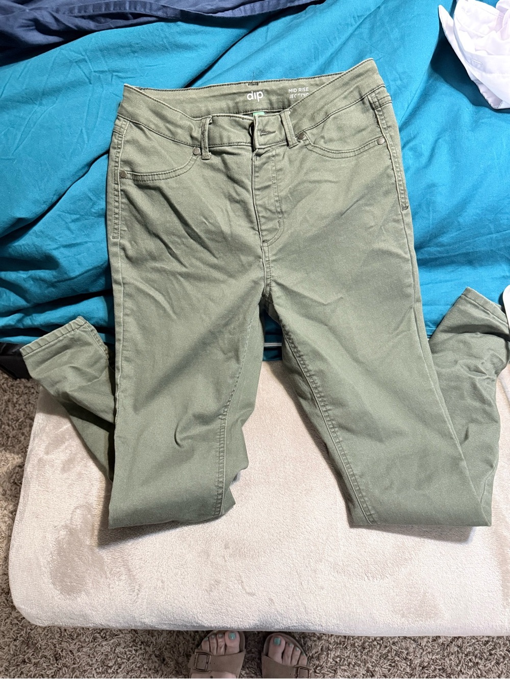 dip Olive Green Skinny Pants